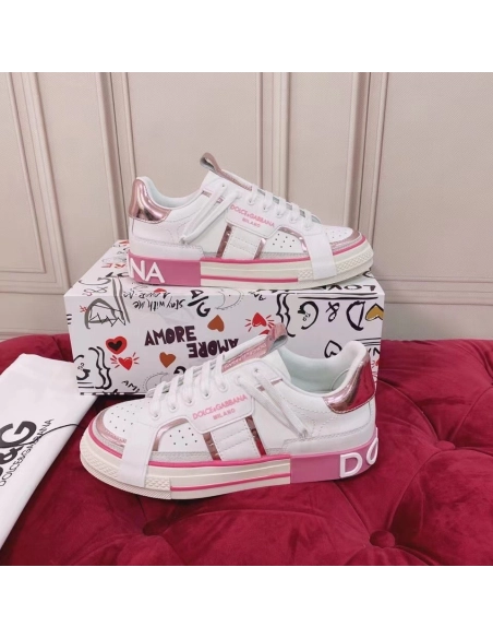Dolce Gabbana Womens Custom 2.Zero Sneakers White/Pink