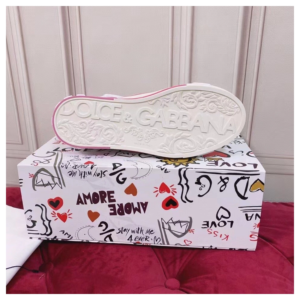 Dolce Gabbana Womens Custom 2.Zero Sneakers White/Pink