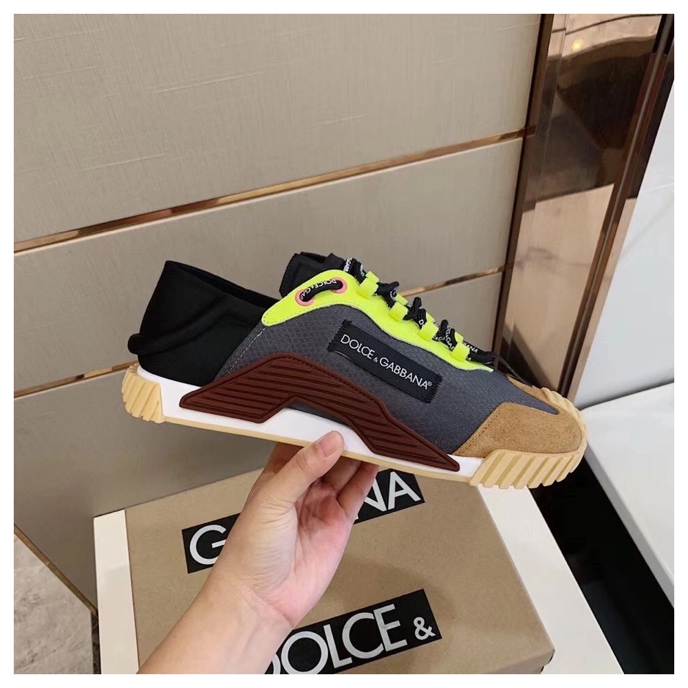 Dolce Gabbana Womens NS1 Slip-on Sneakers Grey/Yellow