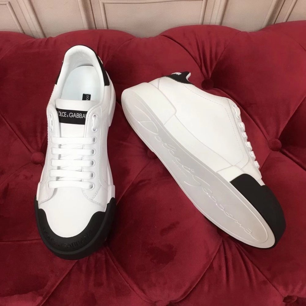 Dolce Gabbana Womens Portofino Sneakers with Black Toe-cap
