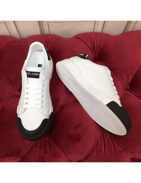 Dolce Gabbana Womens Portofino Sneakers with Black Toe-cap