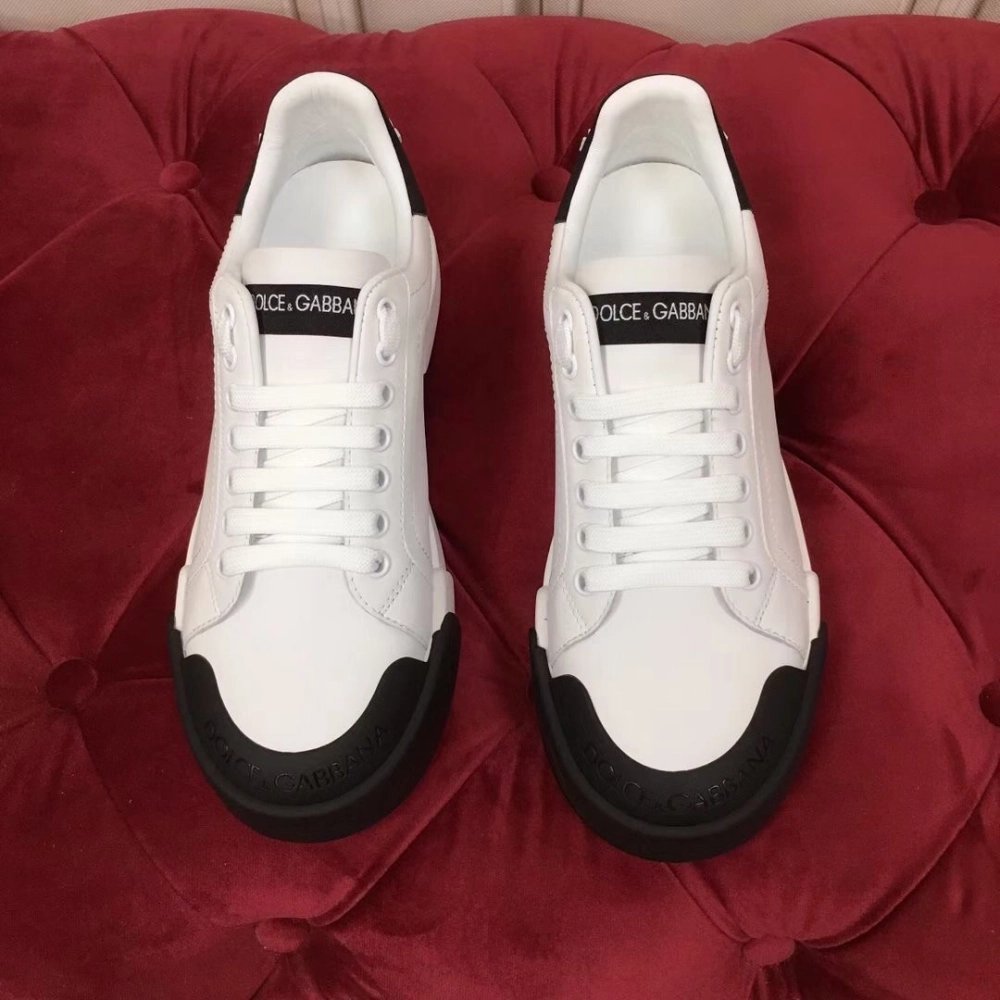 Dolce Gabbana Womens Portofino Sneakers with Black Toe-cap