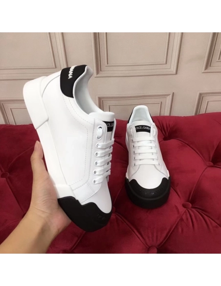 Dolce Gabbana Womens Portofino Sneakers with Black Toe-cap
