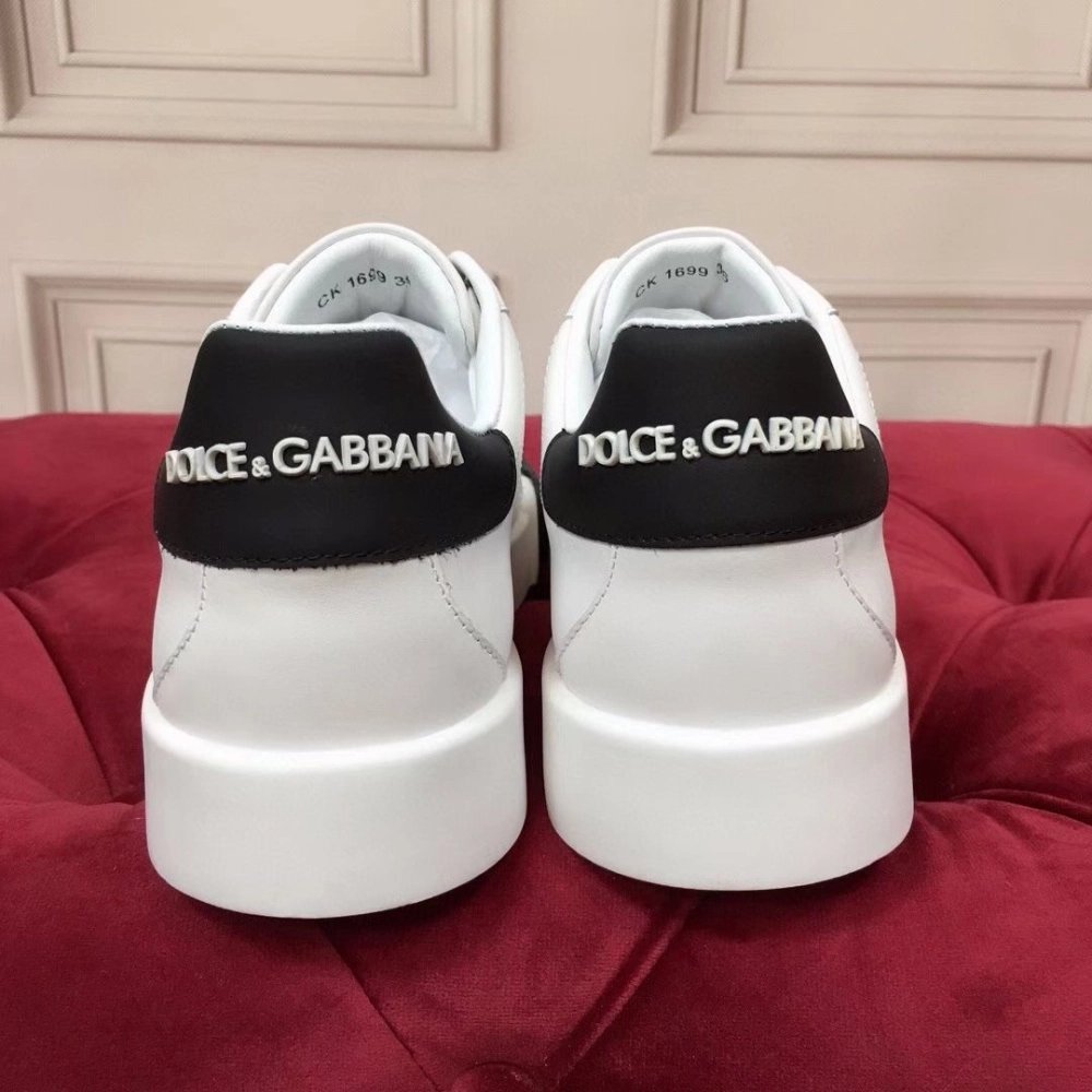 Dolce Gabbana Womens Portofino Sneakers with Black Toe-cap