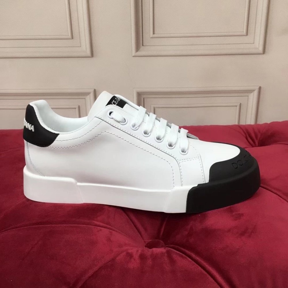 Dolce Gabbana Womens Portofino Sneakers with Black Toe-cap