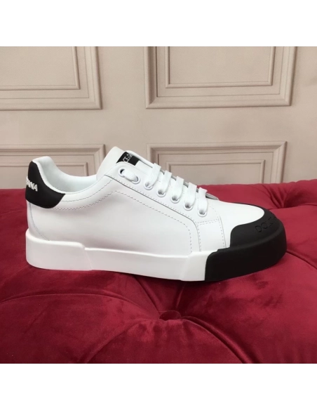 Dolce Gabbana Womens Portofino Sneakers with Black Toe-cap