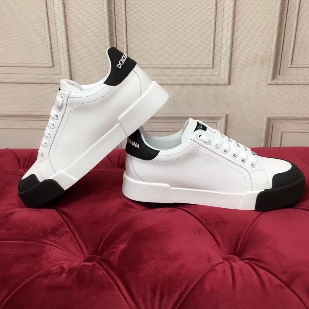 Dolce Gabbana Womens Portofino Sneakers with Black Toe-cap