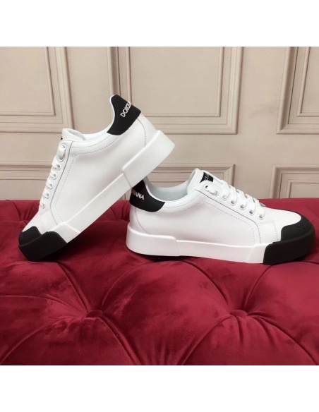 Dolce Gabbana Womens Portofino Sneakers with Black Toe-cap