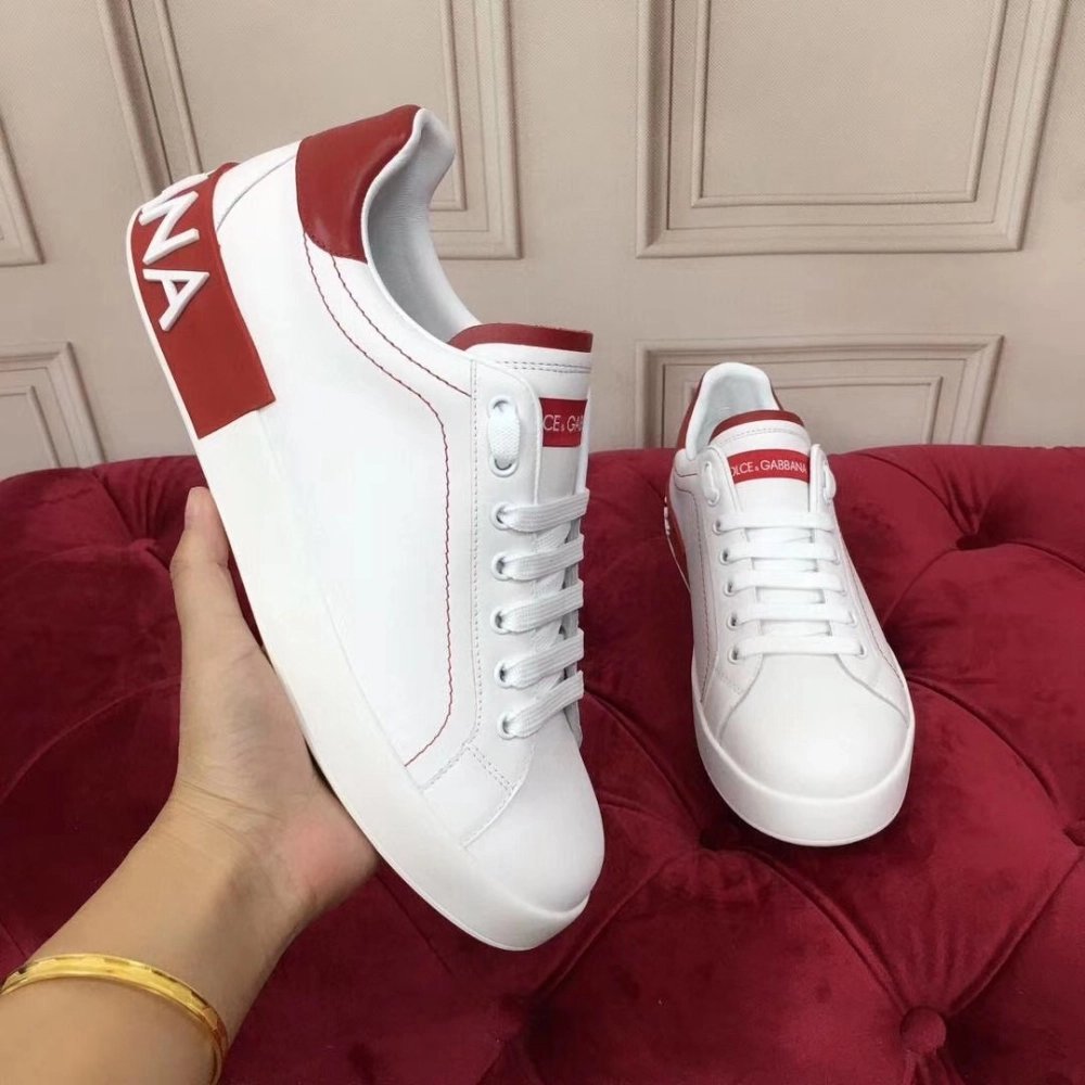 Dolce Gabbana Womens Portofino Sneakers with Red Branded