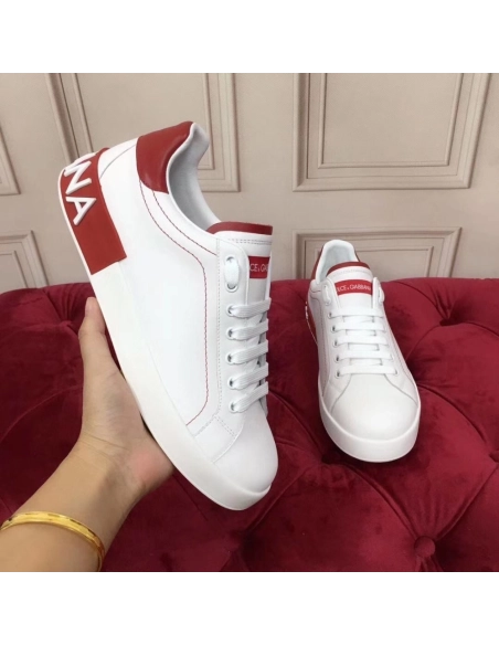 Dolce Gabbana Womens Portofino Sneakers with Red Branded