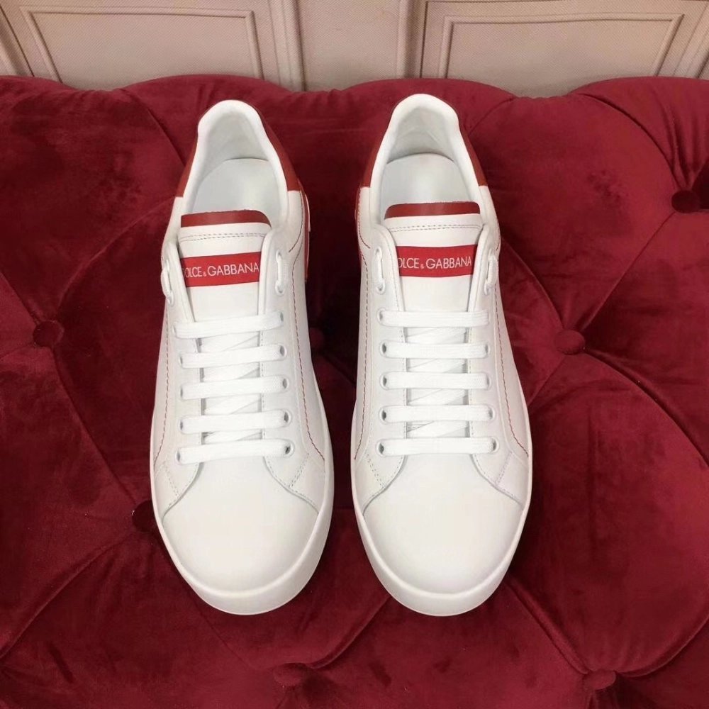 Dolce Gabbana Womens Portofino Sneakers with Red Branded