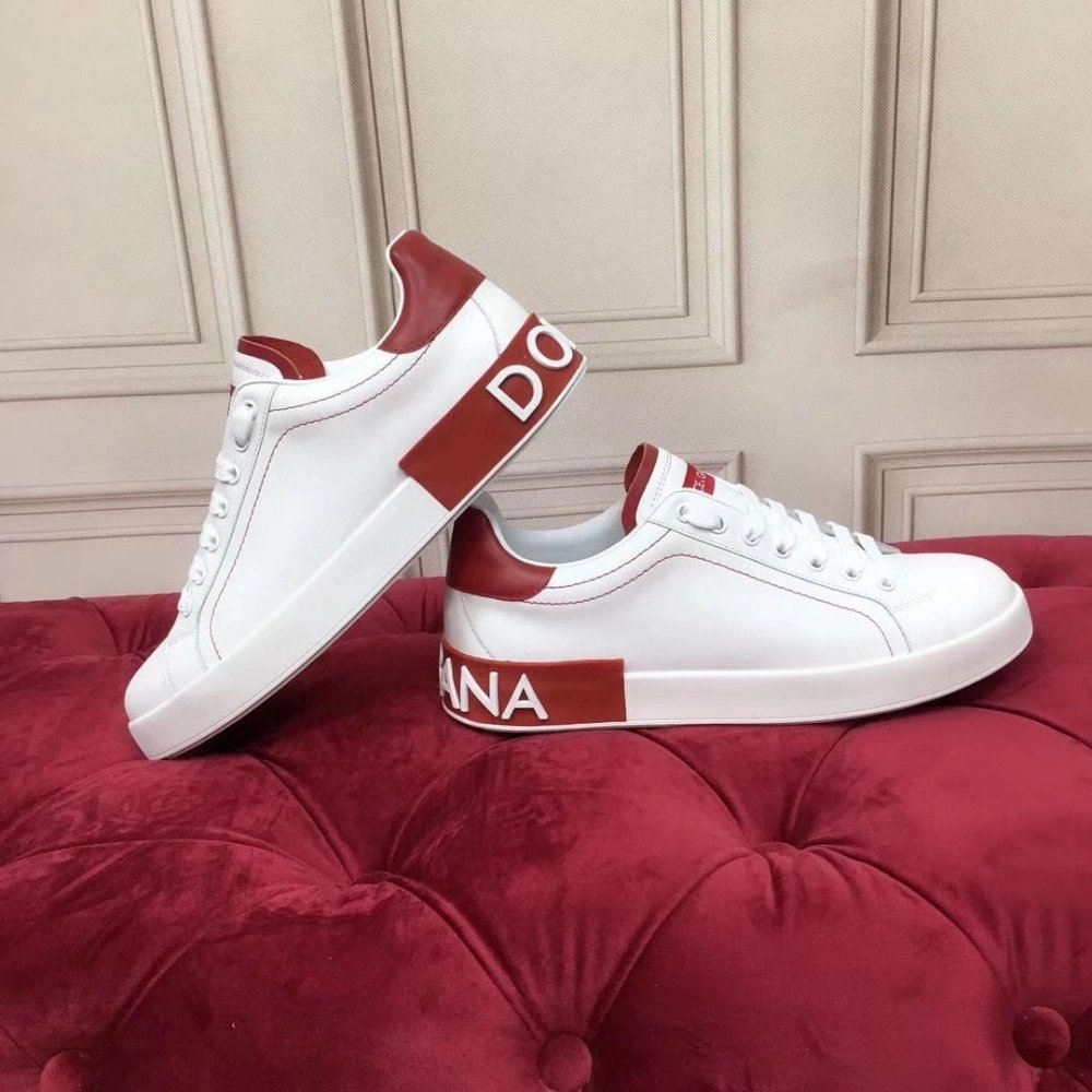 Dolce Gabbana Womens Portofino Sneakers with Red Branded
