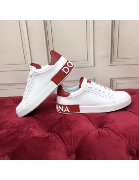 Dolce Gabbana Womens Portofino Sneakers with Red Branded