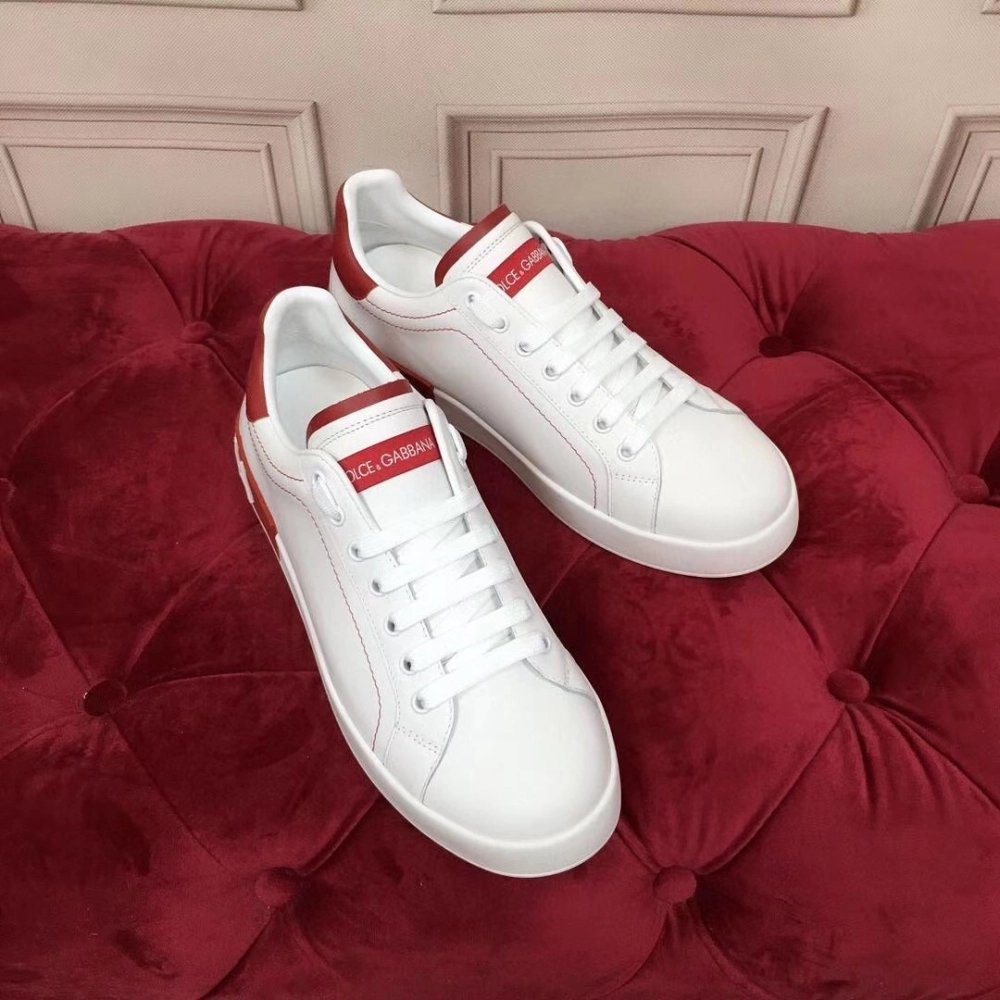 Dolce Gabbana Womens Portofino Sneakers with Red Branded