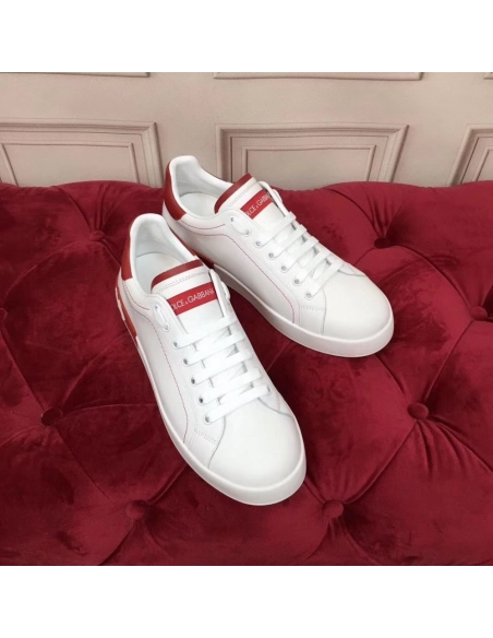 Dolce Gabbana Womens Portofino Sneakers with Red Branded