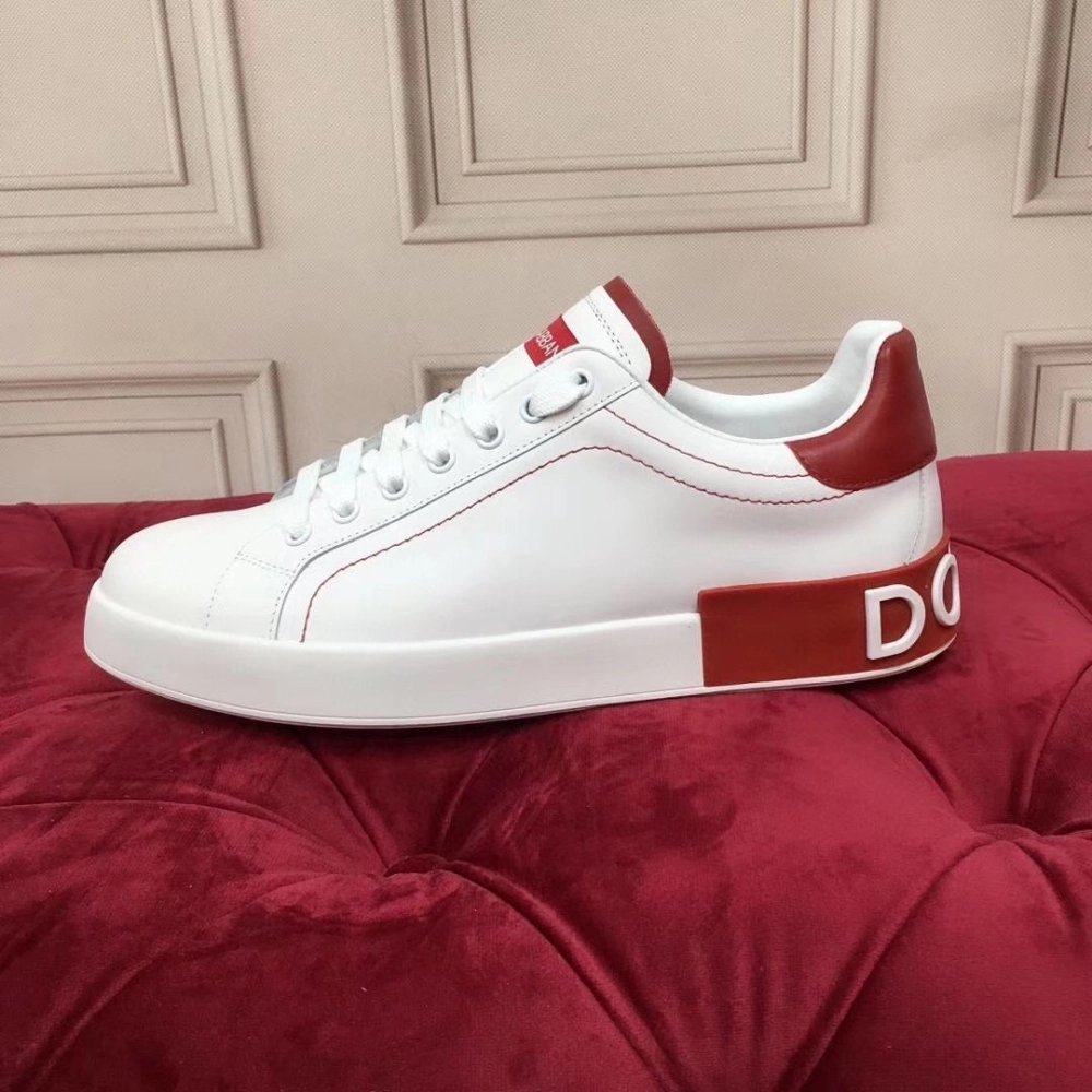 Dolce Gabbana Womens Portofino Sneakers with Red Branded