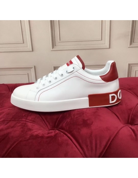 Dolce Gabbana Womens Portofino Sneakers with Red Branded