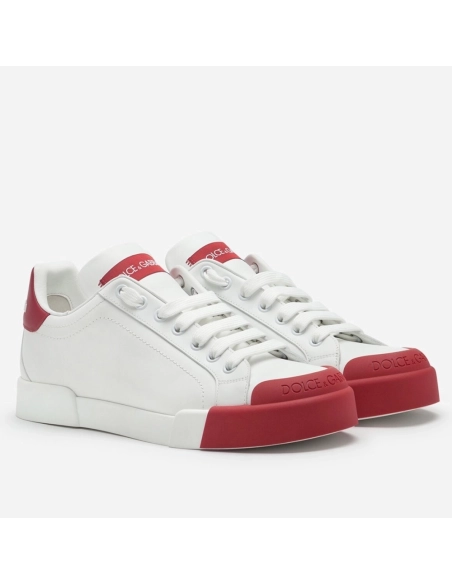 Dolce Gabbana Womens Portofino Sneakers with Red Toe-cap