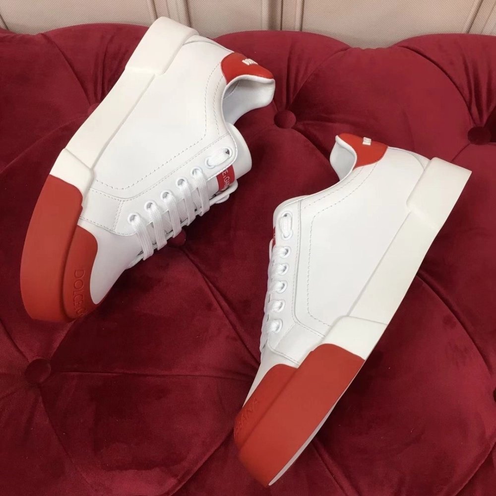 Dolce Gabbana Womens Portofino Sneakers with Red Toe-cap