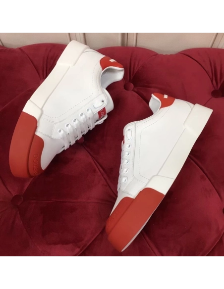 Dolce Gabbana Womens Portofino Sneakers with Red Toe-cap