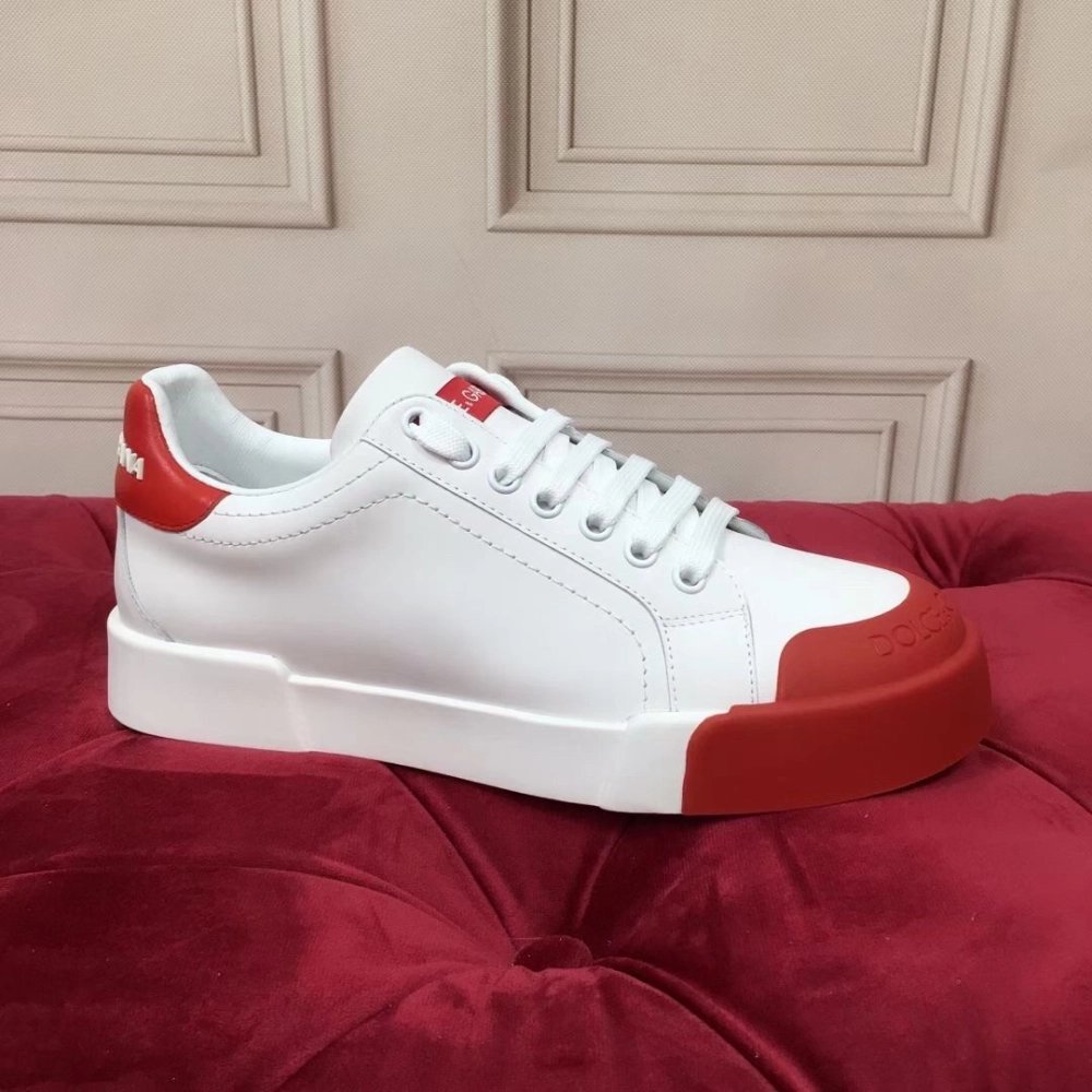 Dolce Gabbana Womens Portofino Sneakers with Red Toe-cap