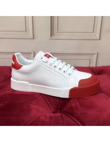 Dolce Gabbana Womens Portofino Sneakers with Red Toe-cap
