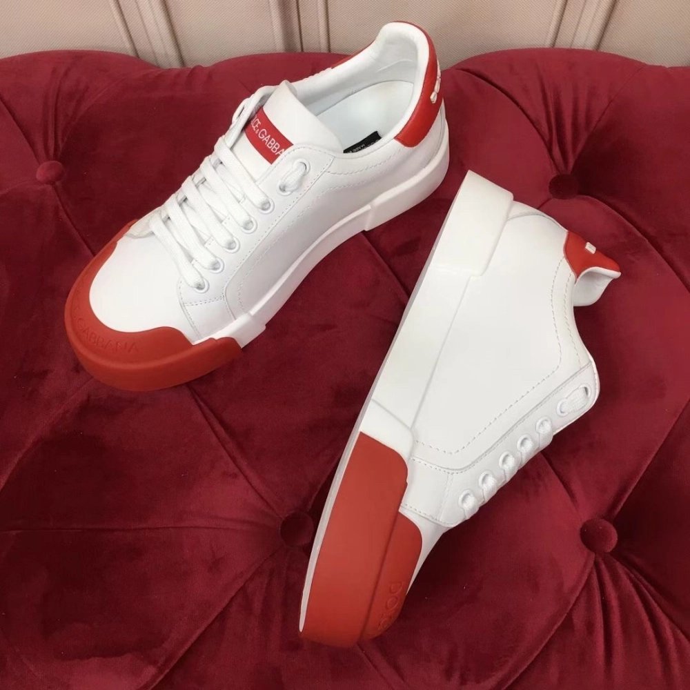 Dolce Gabbana Womens Portofino Sneakers with Red Toe-cap