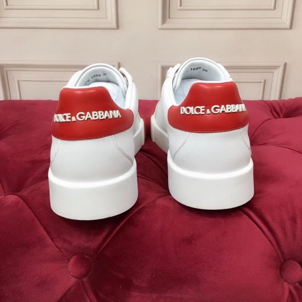 Dolce Gabbana Womens Portofino Sneakers with Red Toe-cap
