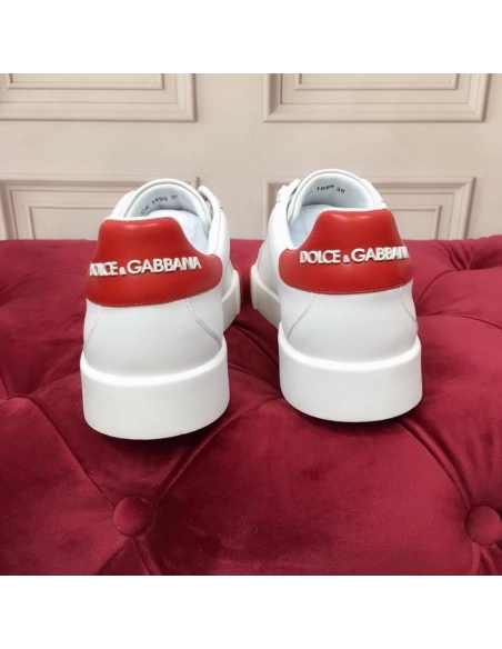 Dolce Gabbana Womens Portofino Sneakers with Red Toe-cap