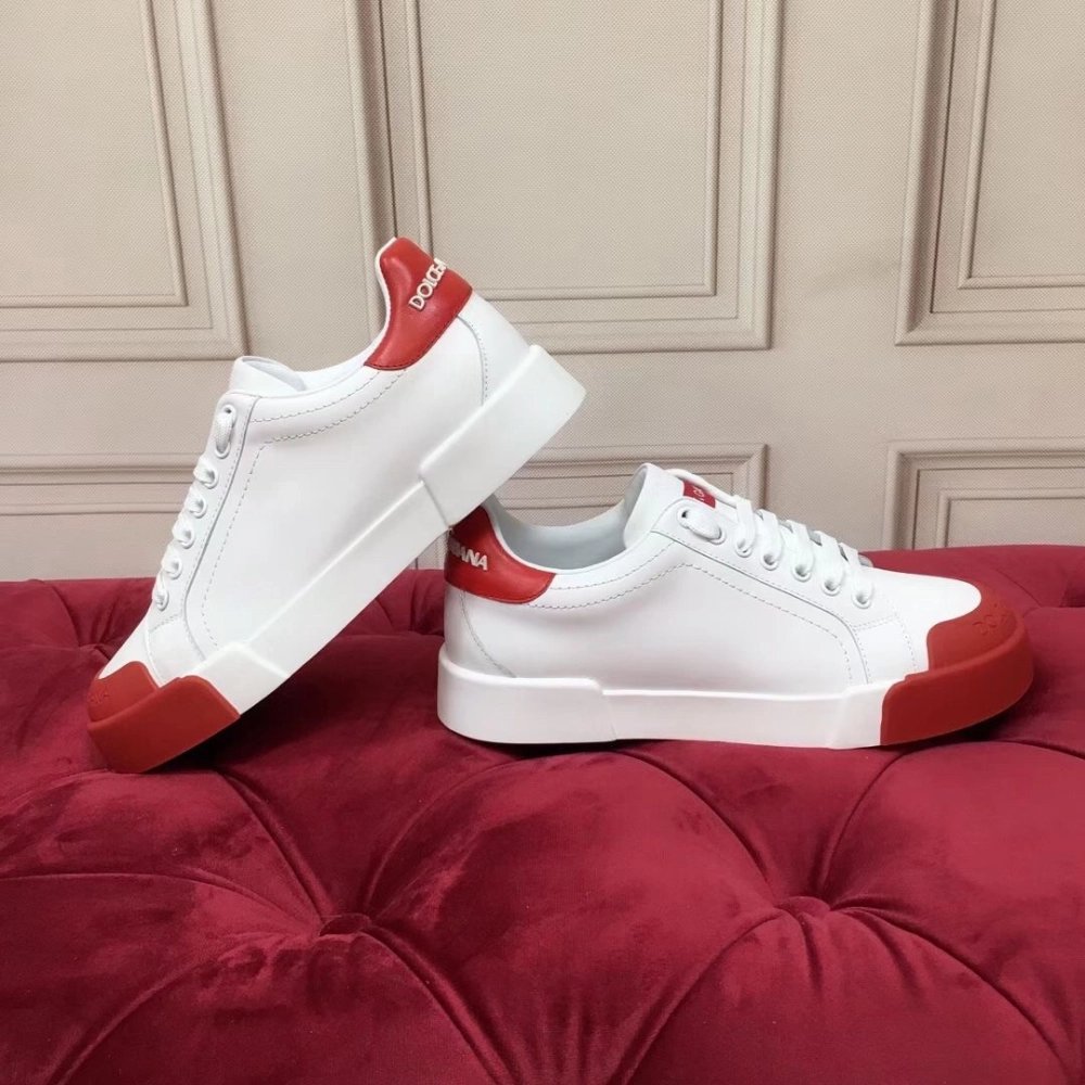 Dolce Gabbana Womens Portofino Sneakers with Red Toe-cap