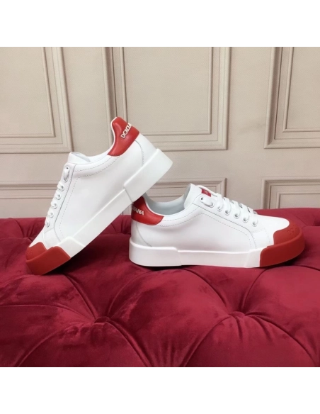 Dolce Gabbana Womens Portofino Sneakers with Red Toe-cap
