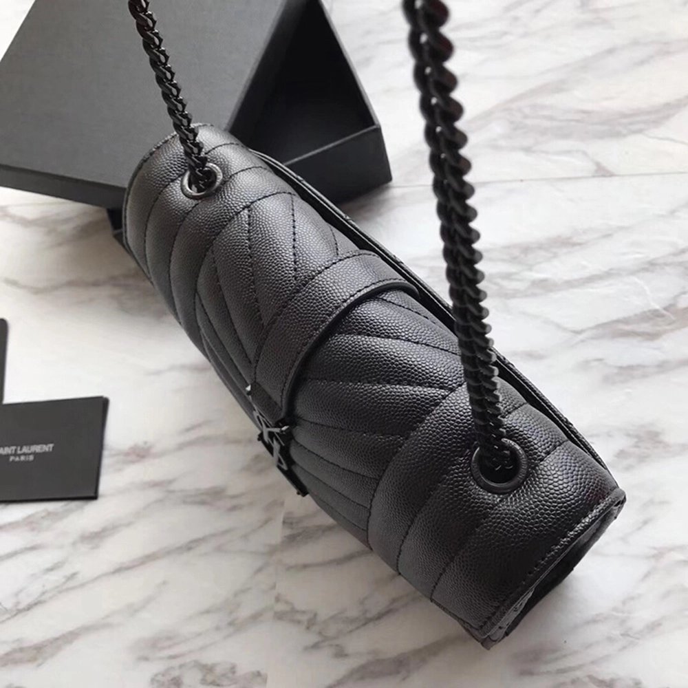 Saint Laurent Envelope Embossed Leather Bags Black 600195 21X13X6cm