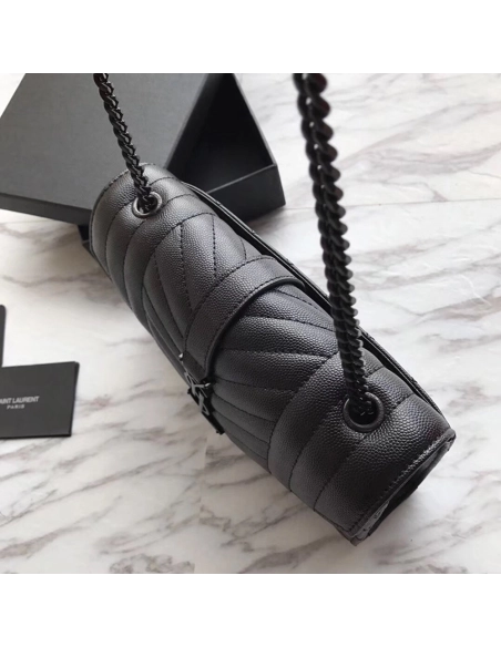 Saint Laurent Envelope Embossed Leather Bags Black 600195 21X13X6cm