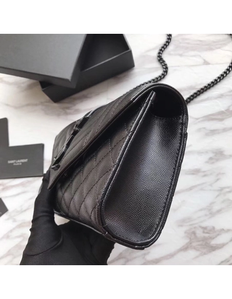 Saint Laurent Envelope Embossed Leather Bags Black 600195 21X13X6cm