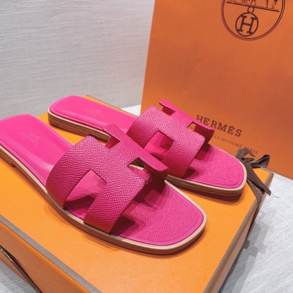 Hermes flat slides summer shoes_17