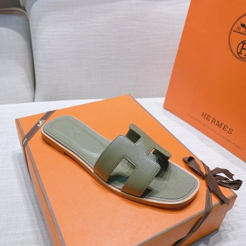 Hermes flat slides summer shoes_20