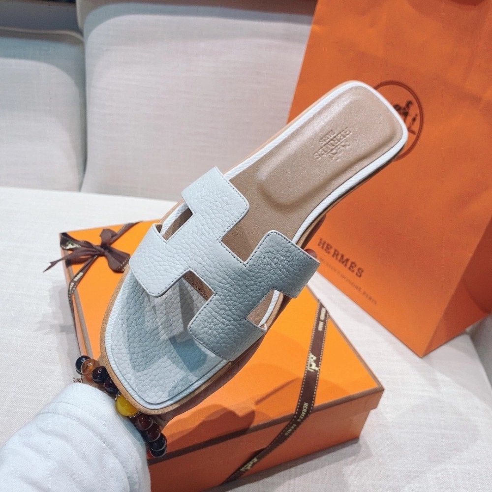 Hermes flat slides summer shoes_8