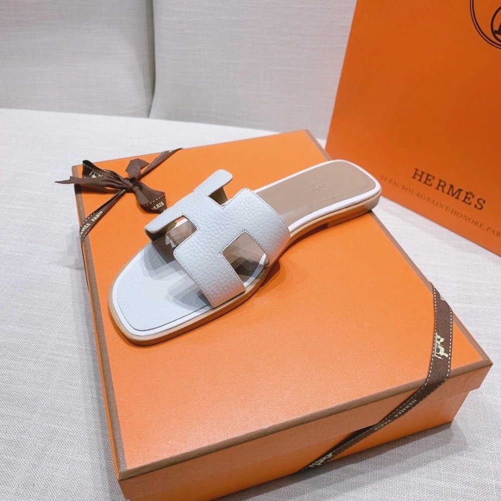Hermes flat slides summer shoes_8