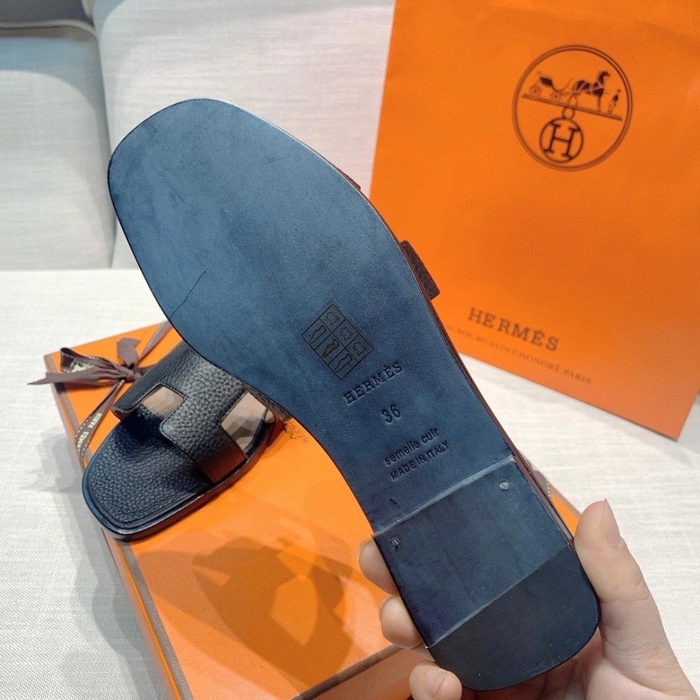 Hermes flat slides summer shoes_8