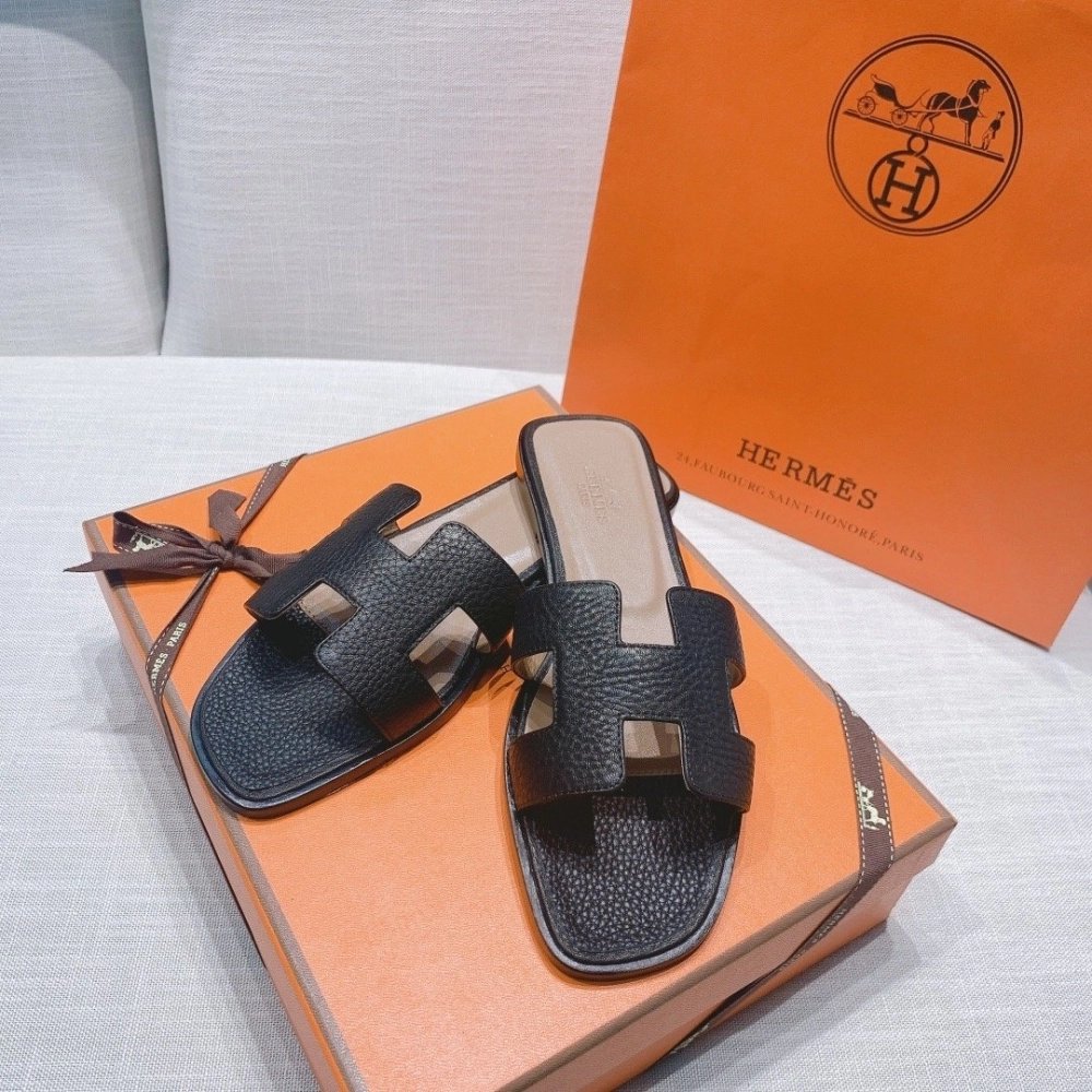 Hermes flat slides summer shoes_8