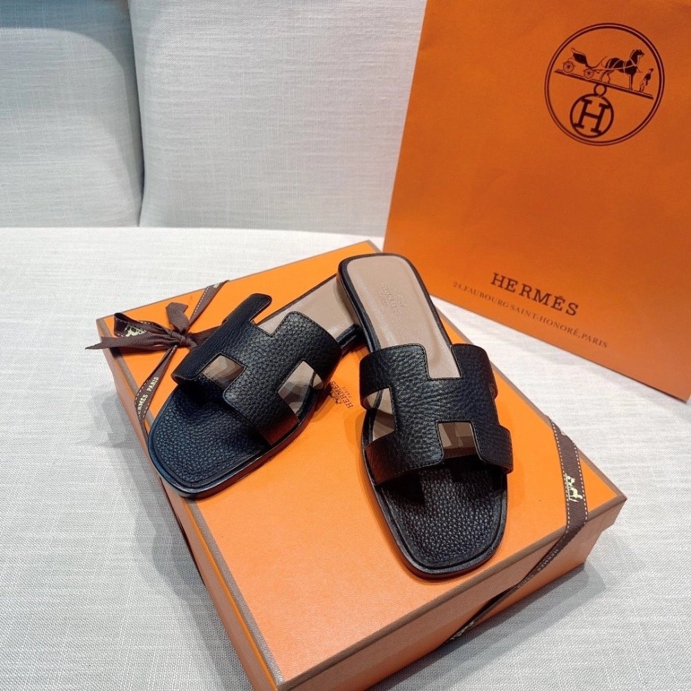 Hermes flat slides summer shoes_8
