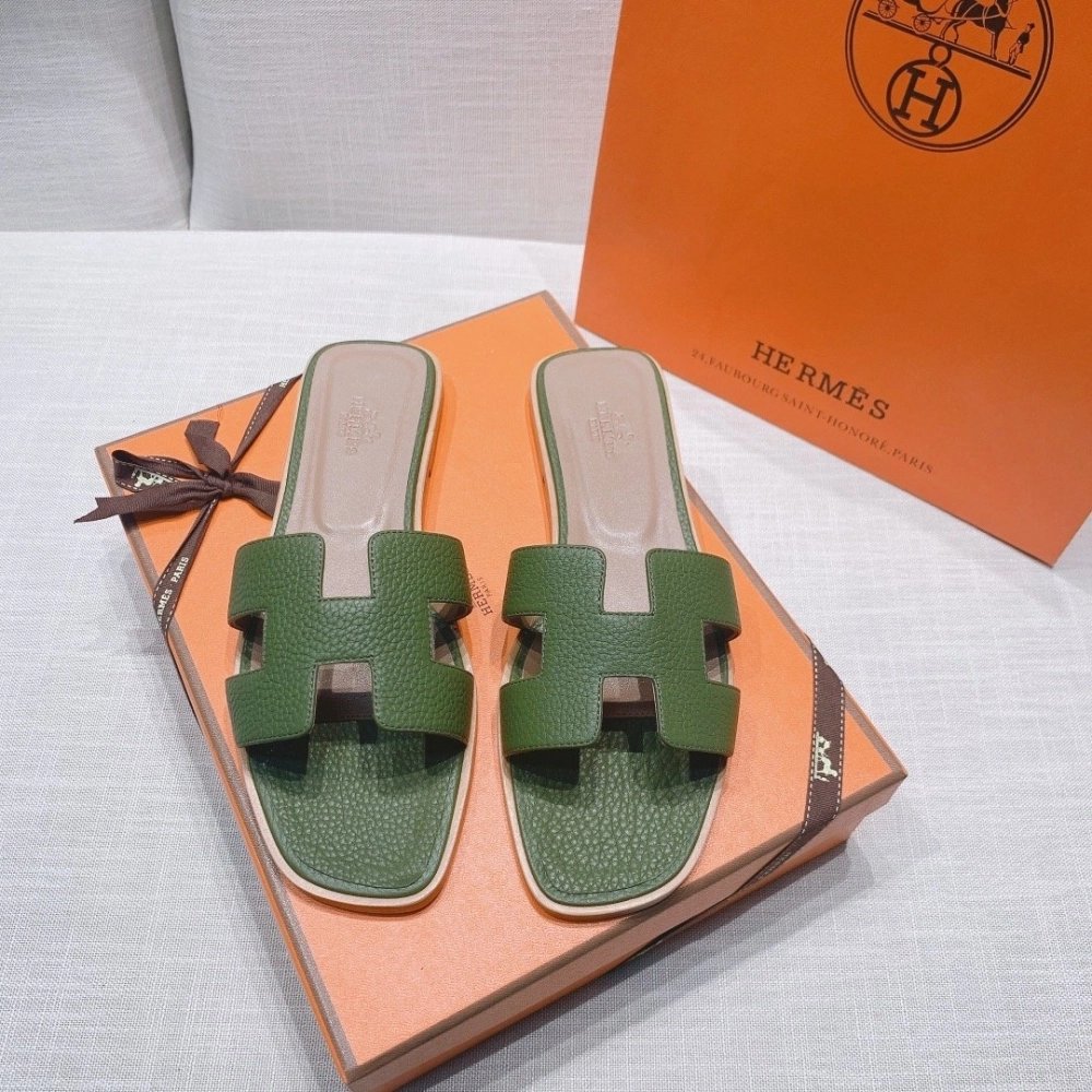 Hermes flat slides summer shoes_8