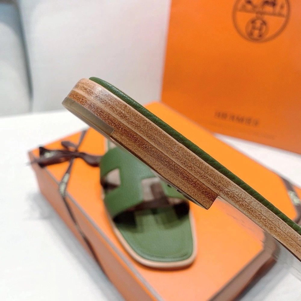 Hermes flat slides summer shoes_8