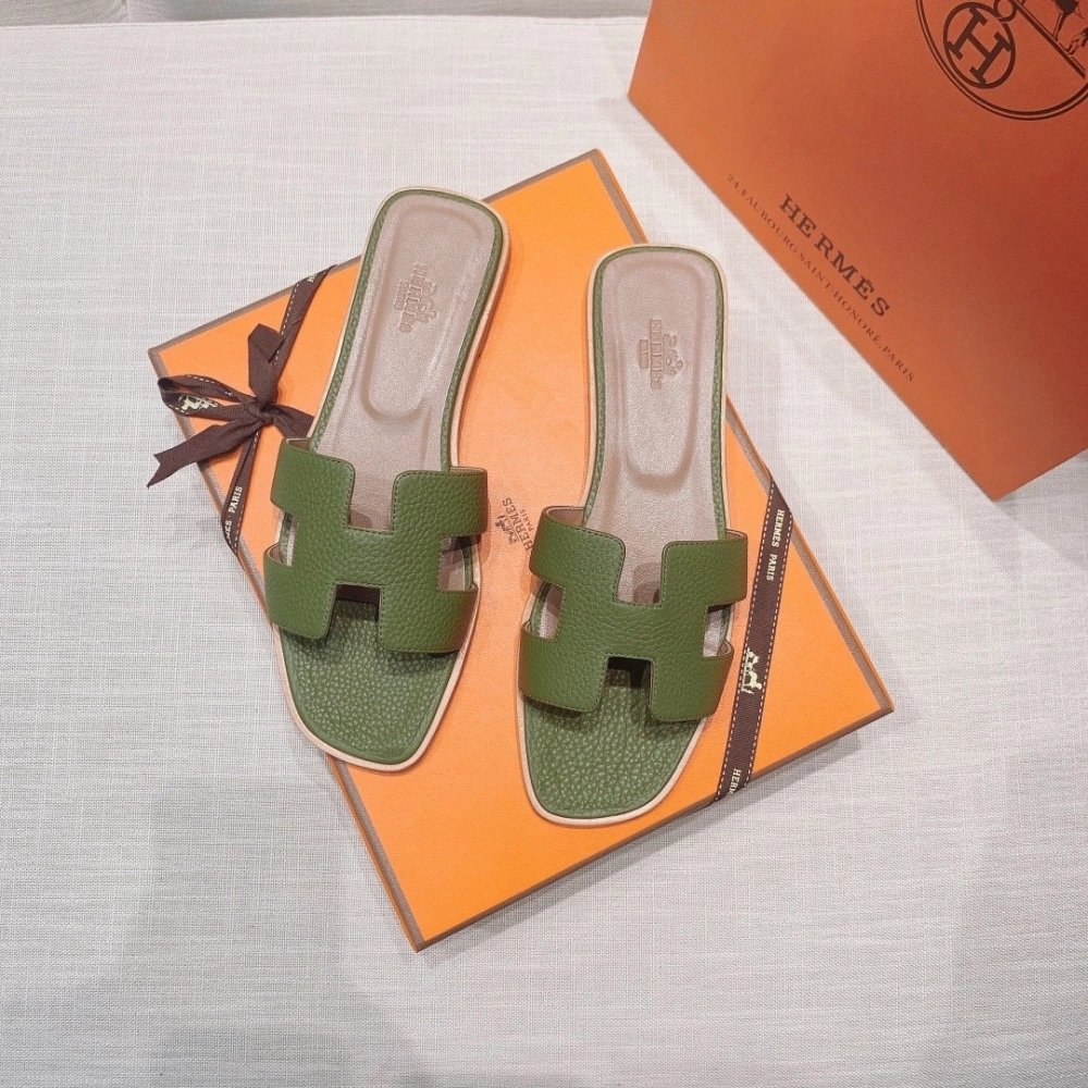 Hermes flat slides summer shoes_8