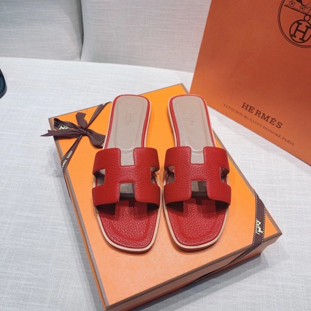 Hermes flat slides summer shoes_8