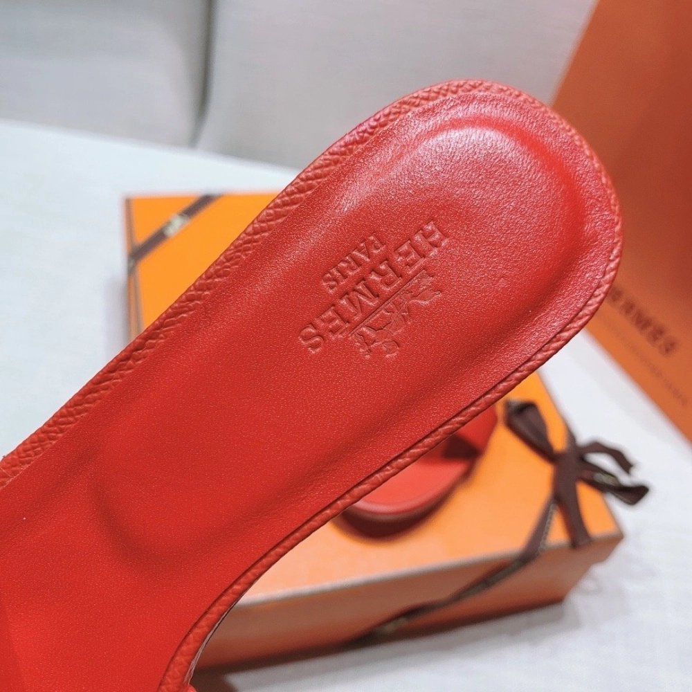 Hermes mid-heel slides summer shoes_11
