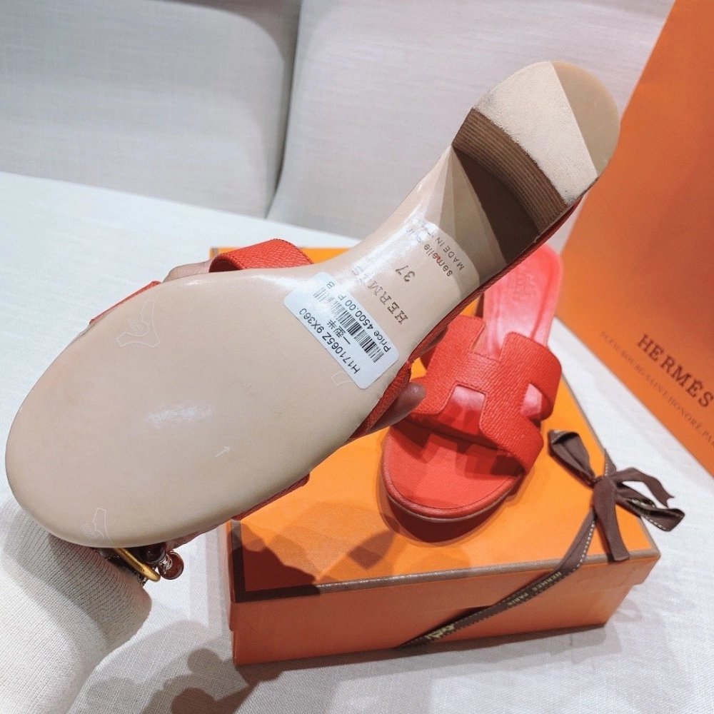 Hermes mid-heel slides summer shoes_11
