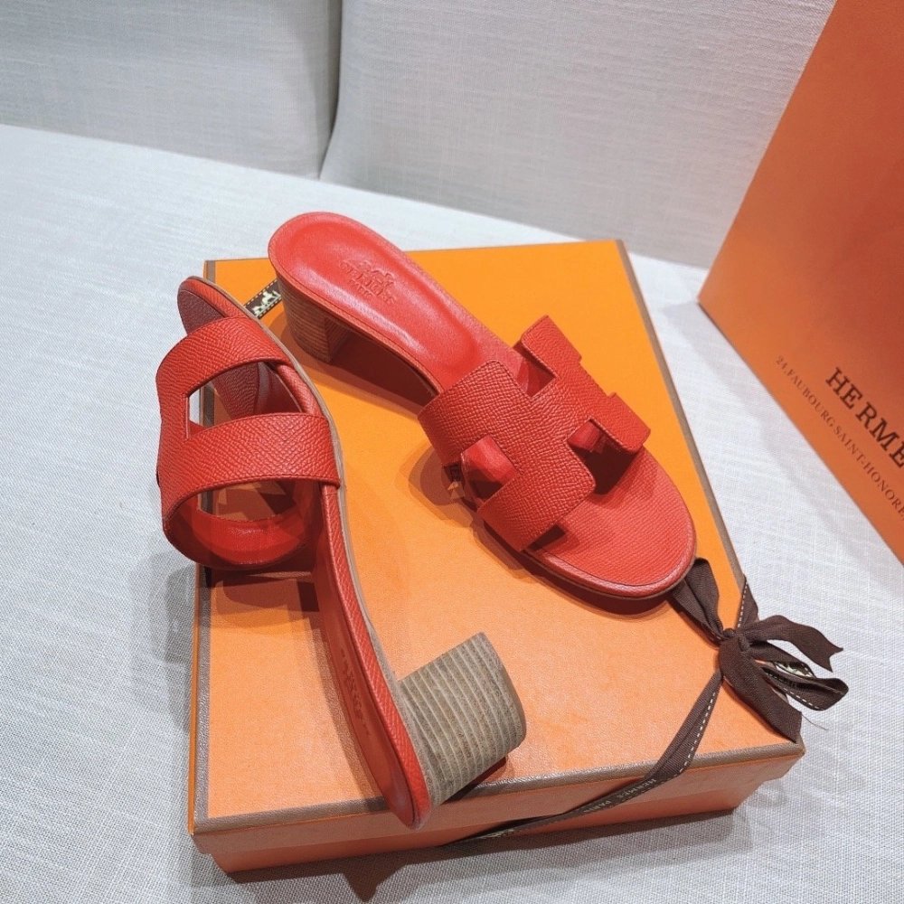 Hermes mid-heel slides summer shoes_11