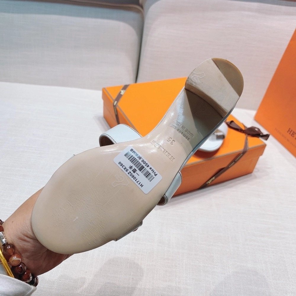 Hermes mid-heel slides summer shoes_17