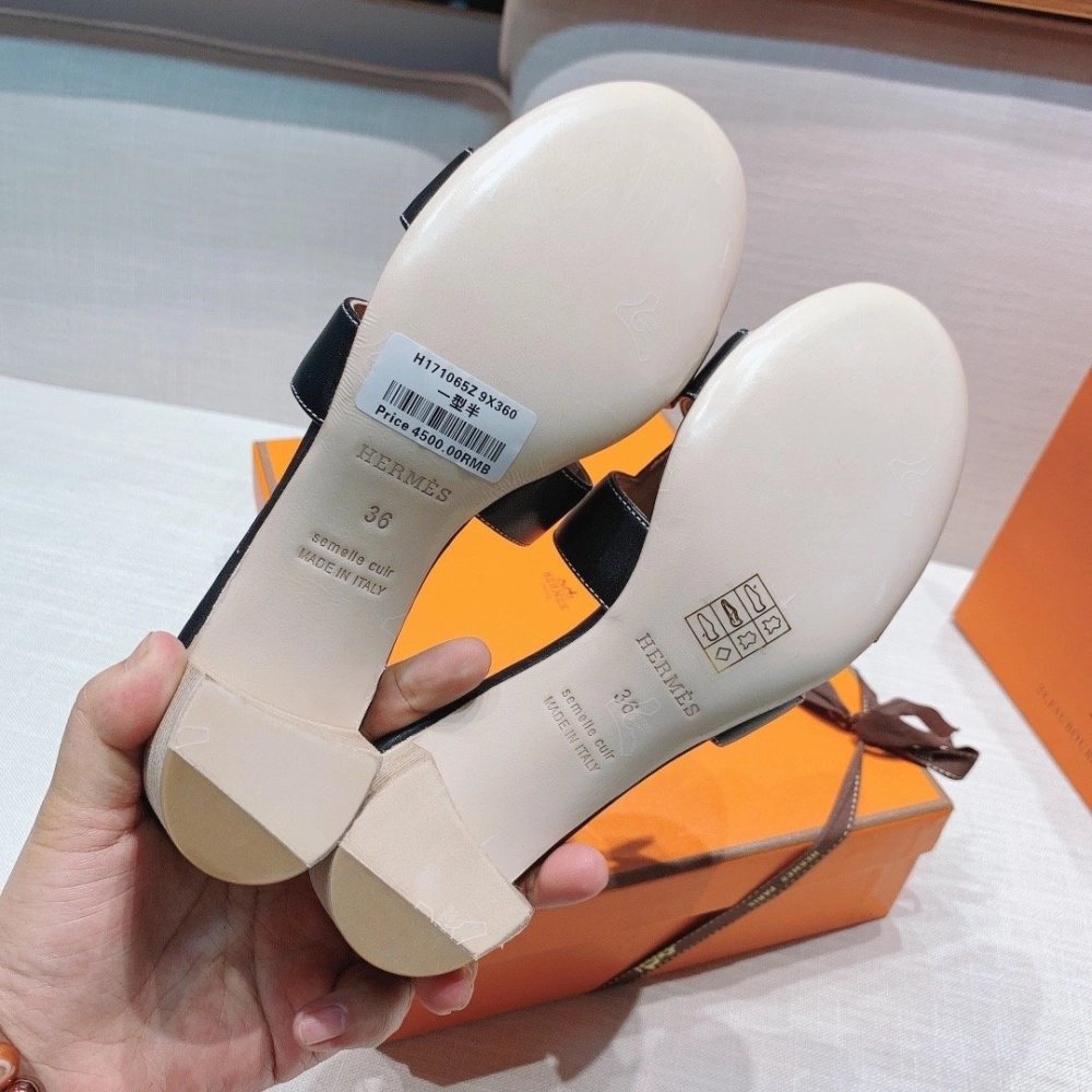 Hermes mid-heel slides summer shoes_18